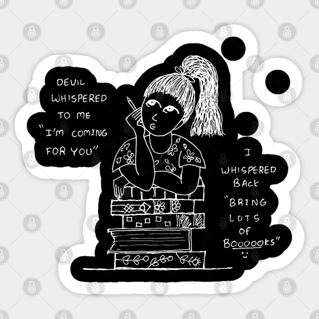 DEVIL WHISPERED BOO SO I WHISPERED BACK BOOOOKS Sticker by HAVE SOME FUN